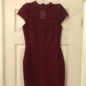 Red woven/ lace dress